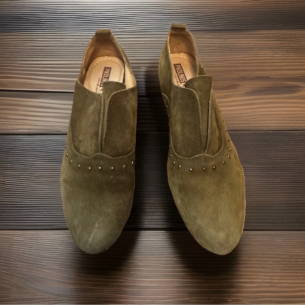 Pikolinos Daroca Bootie Suede Leather Ankle Khaki Olive Green Shoes Sz40 US8.5